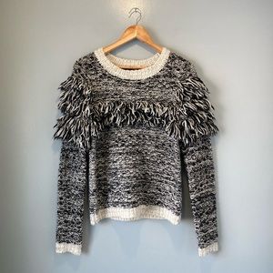 Banana Republic Fringe Chunky Knit Wool Blend Alpaca Sweater Small
